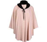 GOSTYLES Ladies Batwing Fleece Poncho Cape with Faux Fur Collar Tie Front Winter Coat, Womens Soft Warm Elegant Oversized Outerwear Wrap Jacket (Cream, 16-28)