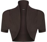 GOSTYLES® Ladies Shrug Short Sleeve Cotton Bolero Top, Womens Lightweight Summer Cardigan Open Front Cropped Jacket (Brown, 12-14)
