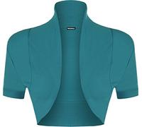 GOSTYLES® Ladies Shrug Short Sleeve Cotton Bolero Top, Womens Lightweight Summer Cardigan Open Front Cropped Jacket (Teal, 12-14)