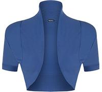 GOSTYLES® Ladies Shrug Short Sleeve Cotton Bolero Top, Womens Lightweight Summer Cardigan Open Front Cropped Jacket (Royal Blue, 12-14)