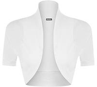GOSTYLES® Ladies Shrug Short Sleeve Cotton Bolero Top, Womens Lightweight Summer Cardigan Open Front Cropped Jacket (White, 12-14)