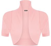 GOSTYLES® Ladies Shrug Short Sleeve Cotton Bolero Top, Womens Lightweight Summer Cardigan Open Front Cropped Jacket (Pink, 12-14)