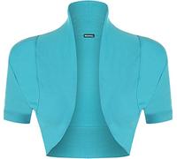 GOSTYLES® Ladies Shrug Short Sleeve Cotton Bolero Top, Womens Lightweight Summer Cardigan Open Front Cropped Jacket (Turquoise, 12-14)