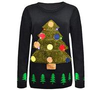 GOSTYLES® Men Women Christmas LED Light Up Jumper - Unisex Funny Xmas Sweater with Flashing Lights, Holiday Party Knit Pullover (Christmas Tree Black, XL)