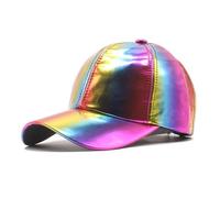 GOSTYLES Shiny Rainbow Metallic Baseball Cap, Unisex Holographic Adjustable Hat, Mens & Womens Colourful Reflective Festival Party Cap One Size Fits