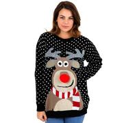 GOSTYLES® Unisex Rudolph Pom Pom Christmas Jumper 3D Red Nose Reindeer Knitted Sweater Funny Festive Xmas Pullover Winter Holiday Jumper Tops (Black, 8-10)