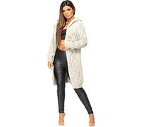 GOSTYLES® Women Ladies Cardigan Cable Open Front Knitted Oversized Long Hooded Chunky Jumper Cape Top Sweater Knitwear Loose Coat (Cream, 3XL)