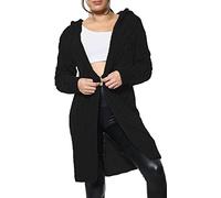 GOSTYLES® Women Ladies Cardigan Cable Open Front Knitted Oversized Long Hooded Chunky Jumper Cape Top Sweater Knitwear Loose Coat (Black, 3XL)
