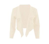 GOSTYLES® Womens 3/4 Sleeve Open Front Cropped Blazer Jacket, Ladies Plain Short Top Smart Office Workwear Lightweight Stretch Coat (Cream, 20-22)