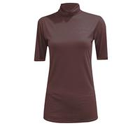 GOSTYLES® Womens 3/4 Sleeve Polo Roll Neck Jumper, Ladies Plain Casual Wear Turtle Neck Stretch Fit Top (Brown, 3XL)