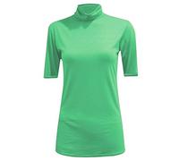 GOSTYLES® Womens 3/4 Sleeve Polo Roll Neck Jumper, Ladies Plain Casual Wear Turtle Neck Stretch Fit Top (Green, M-L)