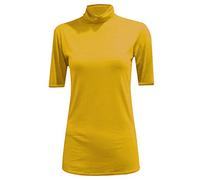 GOSTYLES® Womens 3/4 Sleeve Polo Roll Neck Jumper, Ladies Plain Casual Wear Turtle Neck Stretch Fit Top (Mustard, M-L)