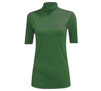 GOSTYLES® Womens 3/4 Sleeve Polo Roll Neck Jumper, Ladies Plain Casual Wear Turtle Neck Stretch Fit Top (Bottle Green, M-L)