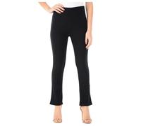 GOSTYLES® Womens Bootcut Office Work Trousers, Ladies High Rise Ribbed Stretch Pull-On Pants with Elastic Waist Bootleg Office Wear Bottoms (Black, 22 Short)