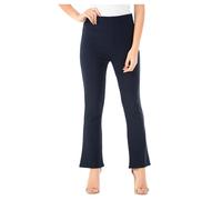 GOSTYLES® Womens Bootcut Office Work Trousers, Ladies High Rise Ribbed Stretch Pull-On Pants with Elastic Waist Bootleg Office Wear Bottoms (Navy, 14 Short)