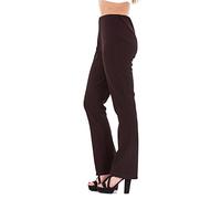 GOSTYLES® Womens Bootcut Office Work Trousers, Ladies High Rise Ribbed Stretch Pull-On Pants with Elastic Waist Bootleg Office Wear Bottoms (Brown, 26)