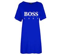 GOSTYLES® Womens California Butterfly Print Oversized T-Shirt Dress, Ladies Baggy Pullover Short Sleeve Tunic Top Casual Loungewear Mini Dresses (Boss Lady Royal Blue, 28-30)