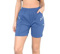 GOSTYLES® Womens Cherry Berry Stretch Shorts, Comfortable Elastic Waist Summer Shorts for Ladies - Lightweight & Breathable Pull-On Casual Everyday Wear Short Pants (Denim, 12)