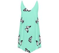 GOSTYLES® Womens Chiffon Butterfly Printed Sleeveless Vest, Ladies V-Neck Summer Fashion Uneven Dip Hem Shirt Top (Mint,14)