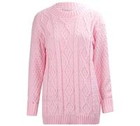 GOSTYLES® Women's Chunky Cable Knitted Jumper - Ladies Crew Neck Long Sleeve Diamond Knit Sweater Top (Baby Pink, 16-18)