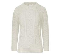 GOSTYLES® Women's Chunky Cable Knitted Jumper - Ladies Crew Neck Long Sleeve Diamond Knit Sweater Top (Cream, 16-18)