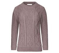 GOSTYLES® Women's Chunky Cable Knitted Jumper - Ladies Crew Neck Long Sleeve Diamond Knit Sweater Top (Mocha, 12-14)