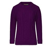 GOSTYLES® Women's Chunky Cable Knitted Jumper - Ladies Crew Neck Long Sleeve Diamond Knit Sweater Top (Purple, 16-18)