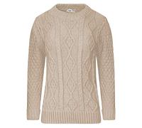 GOSTYLES® Women's Chunky Cable Knitted Jumper - Ladies Crew Neck Long Sleeve Diamond Knit Sweater Top (Stone, 20-22)