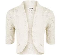 GOSTYLES® Womens Crochet Knitted Bolero Shrug, Ladies Lightweight Open Front Cardigan Summer Casual Evening Cover-Up Top (Cream, 12-14)