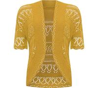 GOSTYLES® Womens Crochet Knitted Cardigan, Ladies Short Sleeve Lightweight Open Front Cover Up, Outerwear Summer Casual Top (Mustard, 20-22)