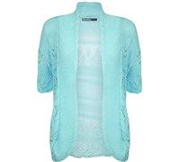 GOSTYLES® Womens Crochet Knitted Cardigan, Ladies Short Sleeve Lightweight Open Front Cover Up, Outerwear Summer Casual Top (Aqua, 24-26)
