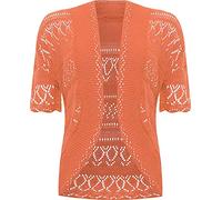 GOSTYLES® Womens Crochet Knitted Cardigan, Ladies Short Sleeve Lightweight Open Front Cover Up, Outerwear Summer Casual Top (Orange, 20-22)