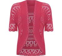 GOSTYLES® Womens Crochet Knitted Cardigan, Ladies Short Sleeve Lightweight Open Front Cover Up, Outerwear Summer Casual Top (Cerise, 16-18)