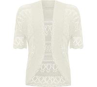 GOSTYLES® Womens Crochet Knitted Cardigan, Ladies Short Sleeve Lightweight Open Front Cover Up, Outerwear Summer Casual Top (Cream, 16-18)