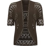 GOSTYLES® Womens Crochet Knitted Cardigan, Ladies Short Sleeve Lightweight Open Front Cover Up, Outerwear Summer Casual Top (Brown, 16-18)