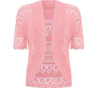 GOSTYLES® Womens Crochet Knitted Cardigan, Ladies Short Sleeve Lightweight Open Front Cover Up, Outerwear Summer Casual Top (Pink, 20-22)