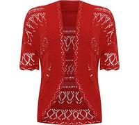 GOSTYLES® Womens Crochet Knitted Cardigan, Ladies Short Sleeve Lightweight Open Front Cover Up, Outerwear Summer Casual Top (Red, 20-22)