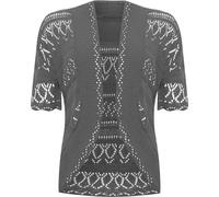 GOSTYLES® Womens Crochet Knitted Cardigan, Ladies Short Sleeve Lightweight Open Front Cover Up, Outerwear Summer Casual Top (Charcoal, 16-18)