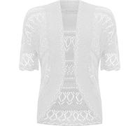 GOSTYLES® Womens Crochet Knitted Cardigan, Ladies Short Sleeve Lightweight Open Front Cover Up, Outerwear Summer Casual Top (White, 24-26)
