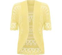 GOSTYLES® Womens Crochet Knitted Cardigan, Ladies Short Sleeve Lightweight Open Front Cover Up, Outerwear Summer Casual Top (Yellow, 28-30)