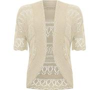 GOSTYLES® Womens Crochet Knitted Cardigan, Ladies Short Sleeve Lightweight Open Front Cover Up, Outerwear Summer Casual Top (Stone, 16-18)