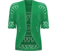 GOSTYLES® Womens Crochet Knitted Cardigan, Ladies Short Sleeve Lightweight Open Front Cover Up, Outerwear Summer Casual Top (Jade Green, 16-18)