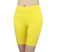 GOSTYLES® Womens Cycling Over-Knee Shorts, Ladies Super Stretch Activewear Walking, Running, Gym, Yoga & Sports Biker Shorts (Yellow, 12-14)