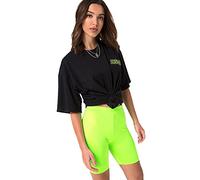 GOSTYLES® Womens Cycling Over-Knee Shorts, Ladies Super Stretch Activewear Walking, Running, Gym, Yoga & Sports Biker Shorts (Neon Yellow, 8-10)
