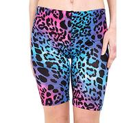 GOSTYLES® Womens Cycling Over-Knee Shorts, Ladies Super Stretch Activewear Walking, Running, Gym, Yoga & Sports Biker Shorts (Multi Leopard, 12-14)