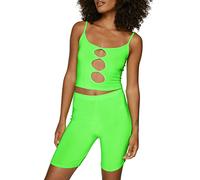 GOSTYLES® Womens Cycling Over-Knee Shorts, Ladies Super Stretch Activewear Walking, Running, Gym, Yoga & Sports Biker Shorts (Neon Green, 12-14)