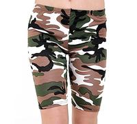 GOSTYLES® Womens Cycling Over-Knee Shorts, Ladies Super Stretch Activewear Walking, Running, Gym, Yoga & Sports Biker Shorts (Army Print, 12-14)