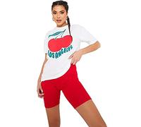 GOSTYLES® Womens Cycling Over-Knee Shorts, Ladies Super Stretch Activewear Walking, Running, Gym, Yoga & Sports Biker Shorts (Red, 20-22)