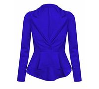 GOSTYLES® Womens Elegant Long Sleeve Peplum Blazer Jacket, Ladies Stylish One-Button Tailored Slim Fit Office Wear Flared Hem Coat (Royal Blue, 16-18)
