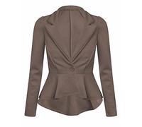 GOSTYLES® Womens Elegant Long Sleeve Peplum Blazer Jacket, Ladies Stylish One-Button Tailored Slim Fit Office Wear Flared Hem Coat (Mocha, 16-18)